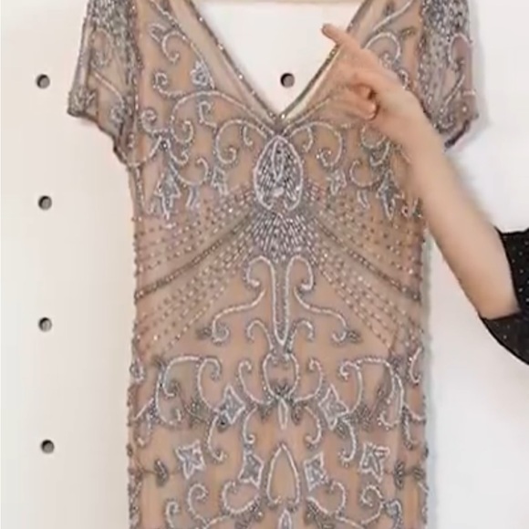 Nude beaded gown Nordstrom Pisarro Nights - Picture 5 of 10